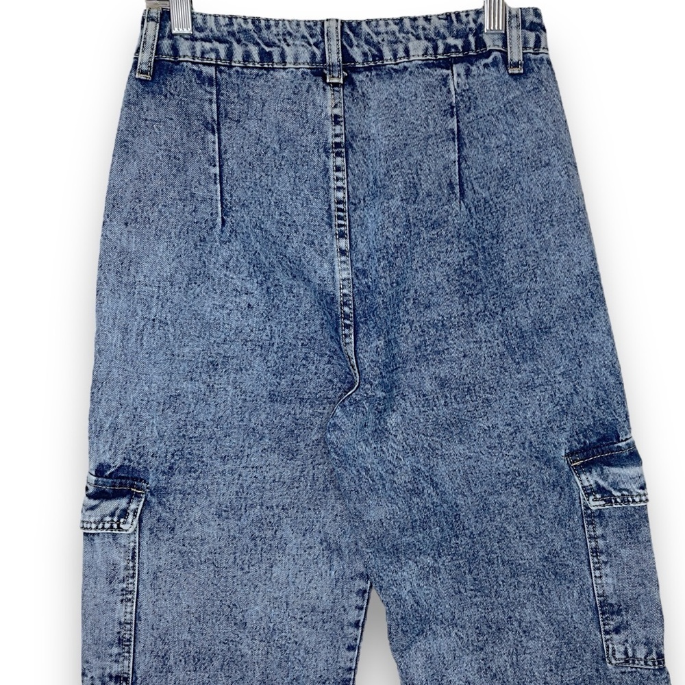 SHEIN Cargo Jeans Women’s Sz XS/2 High Waisted Wide Leg Acid Wash Y2K Denim - Picture 3 of 15